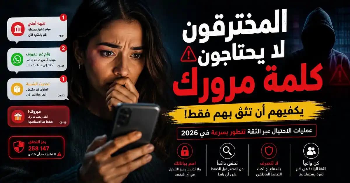الاحتيال عبر الثقة باستخدام رسائل مزيفة وتنبيهات وهمية