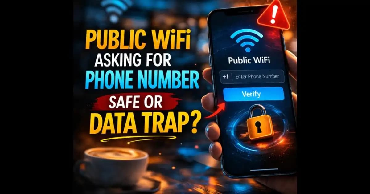 هاتف يعرض صفحة تسجيل دخول شبكة واي فاي عامة تطلب رقم الهاتف