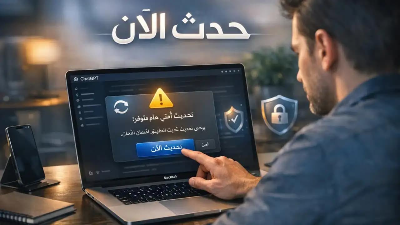 مستخدم يقوم بتحديث تطبيق ChatGPT على جهاز ماك بعد ظهور تحذير أمني