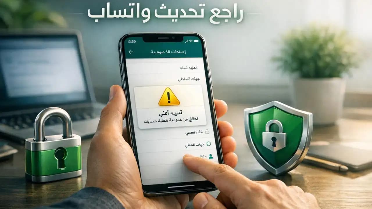 مستخدم يراجع تحديث واتساب وإعدادات الخصوصية على هاتف ذكي