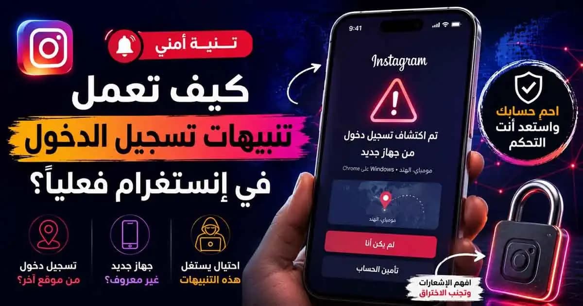 تنبيه تسجيل دخول مشبوه في إنستغرام على شاشة الهاتف